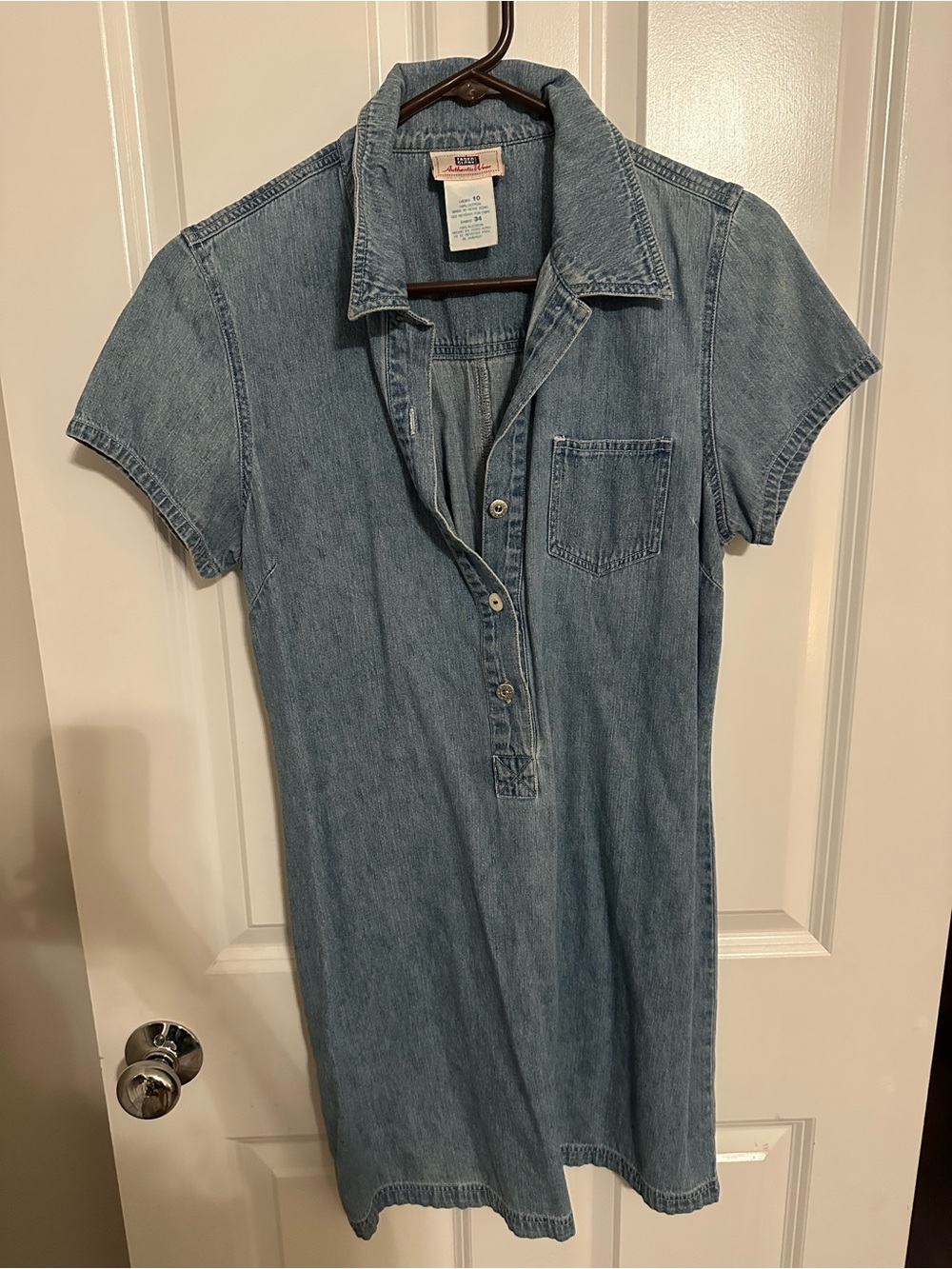 Faded Glory Light Blue Denim Polo Dress